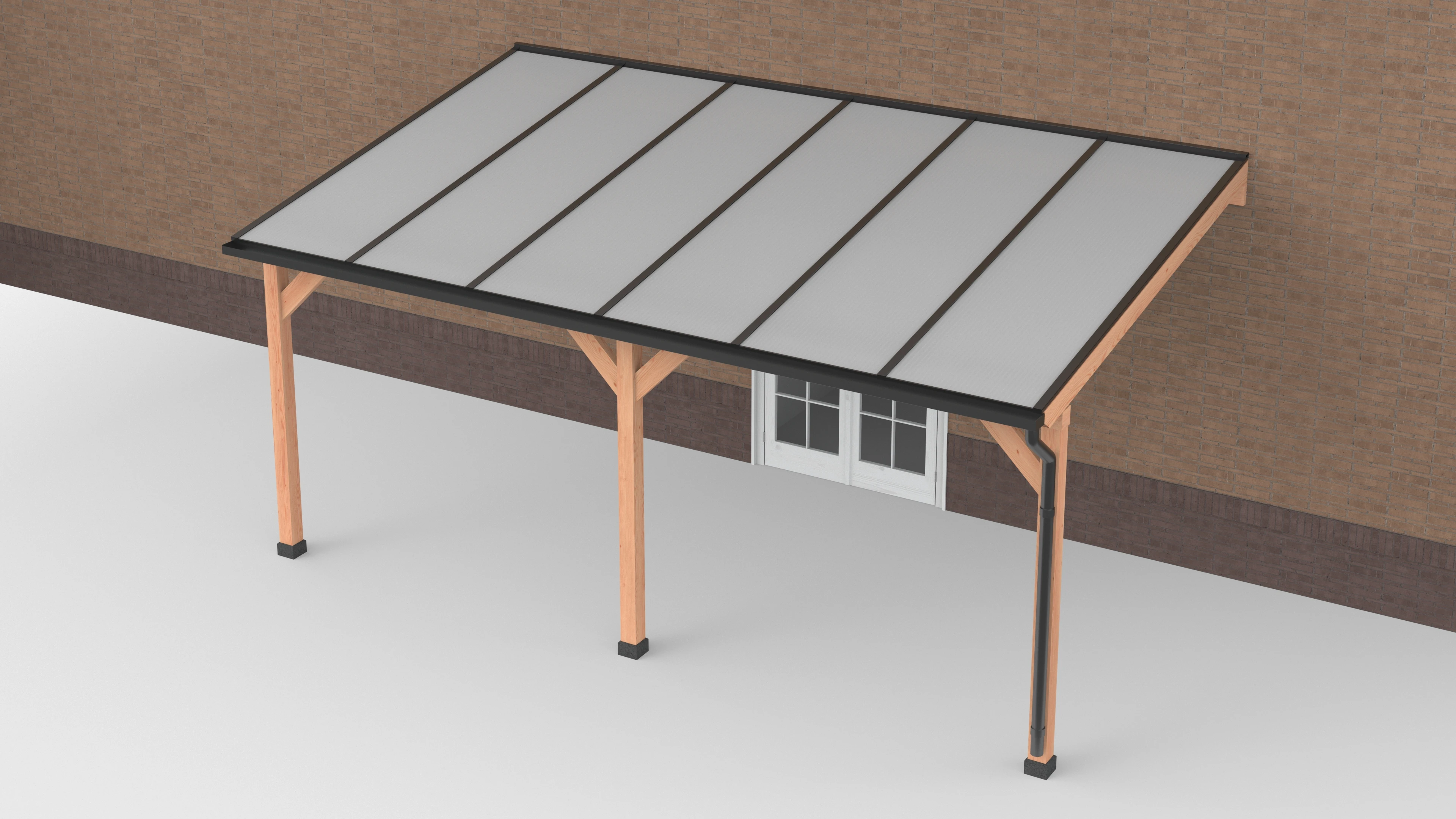 Douglas Terrasoverkapping Zwart Polycarbonaat Opaal Geschaafd 600 x 350 cm - Afbeelding 1